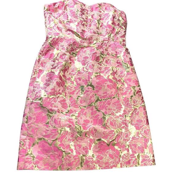 Lilly Pulitzer RAYA Dress Metallic Multi Pirates Bootyniere Jacquard Pink 8 - Picture 6 of 12